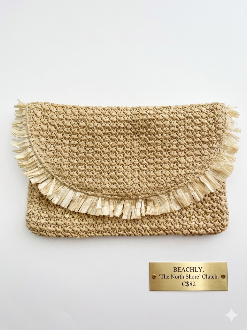 Beachly "The North Shore" Straw Envelope Clutch NWOT